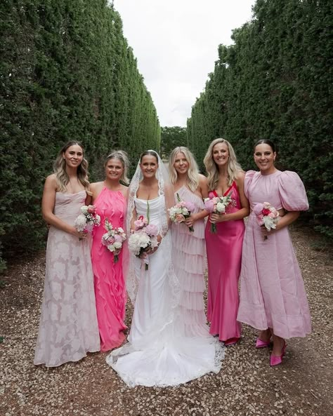 💃 Shopping for bridesmaids dresses? ✨ From pretty pinks to romantic florals, rainbow pastels and breezy linens, check out the hottest trends for 2024 and beyond. 🤍 Click the link in our bio for more stunning inspo: https://onefabday.com/bridesmaids-dress-trends-for-2024/ 📸 1: @mrmrs.photo 📸 2: @elsacampbellphotography 📸 3: @tessfollett 📸 4: @alpineimagecompany 📸 5: @emotionsandmathweddings 📸 6: @lostinlove_photography #onefabday #bridesmaids #bridesmaiddress #bridesmaidsdresstrends ... Fun Bridesmaids Dresses, Black Tie Mismatched Bridesmaids, Fun Pink Bridesmaid Dresses, Pink Theme Bridesmaid Dresses, 3 Bridesmaids Mismatched, Pink Mixed Bridesmaid Dresses, Monochromatic Bridesmaid Dresses, Different Bridesmaid Dresses Mix Match, Mismatched Pink Bridesmaid Dresses