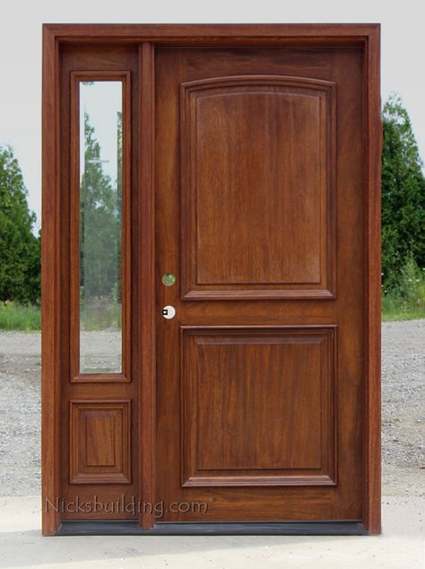 2 Panel Mahogany Exterior Door with 1 Sidelight Solid Door With Sidelights, 2 Panel Front Door, Front Door With One Sidelight Rustic, Wooden Door With Side Glass Panel, Luxury Front Doorwith Side Lights, Panel Front Door, Creative Doors, 2 Panel Door, Wooden Double Doors Craftsman Full View 3 Light