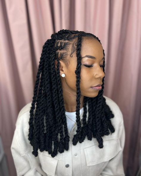 Dreads Twist Hairstyles, Twist That Look Like Locs, Loc Styles With Added Marley Hair, Two Strand Twist Marley Hair, Dreadlocks Styling Ideas, New Locks Hairstyles, Braided Locks Hairstyles, Marley Locs Hairstyles, Locks Styling For Women