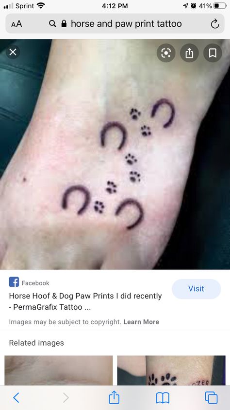 Paw And Hoof Tattoo, Horse Shoe And Dog Paw Tattoo, Horse Hoof Tattoo, Horse And Dog Tattoo, Hoof Print Tattoo, Horse Henna, Horse Hoof Print, Shoe Tattoo, Horse Tattoos