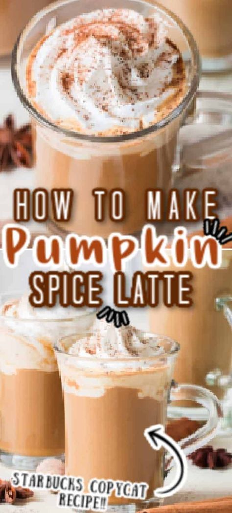 You can now make better than Starbucks pumpkin spice latte at home in less than 10 minutes! A perfect beverage to celebrate the arrival of fall and all things pumpkin! #pumpkinspicelatte #latte #pumpkinlatte #falldrinks #Starbucks #copycat #recipe #drinks #beverage #easy #easyrecipe #homemade #pumpkinrecipes Pumpkin Latte Recipe, Pumpkin Spice Latte At Home, Healthy Pumpkin Spice Latte, Homemade Pumpkin Spice Latte, Starbucks Pumpkin Spice Latte, Latte At Home, Starbucks Pumpkin Spice, Pumpkin Spiced Latte Recipe, Homemade Pumpkin Spice