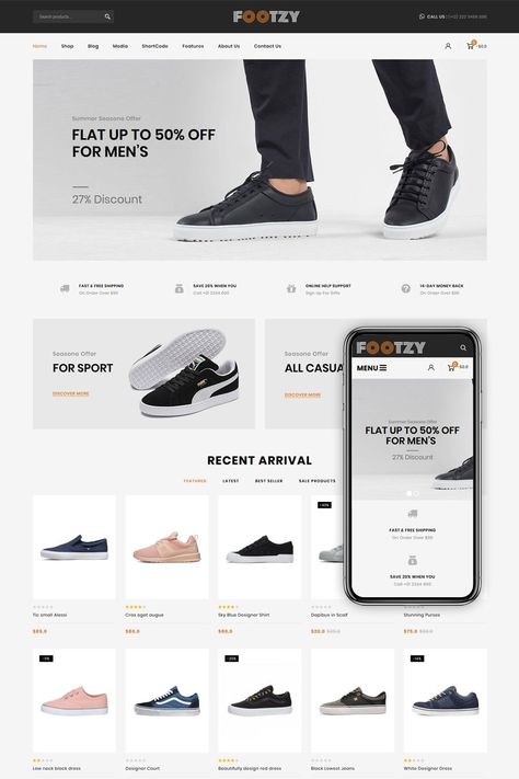 Footzy - Shoes Store WooCommerce Theme Shoe Website, Website Slider, Shoe Store Design, Online Store Design, Ecommerce Web Design, Trading Quotes, Dropshipping Store, Shopify Website Design, Ecommerce Web