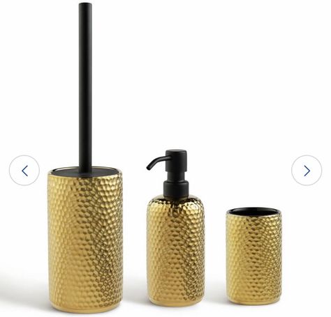 Gold Bathroom Set, Gold Bathroom Accessories, Toilet Brush Holder, Gold Bathroom, Bathroom Accessory Sets, Gold Ceramic, Bathroom Set, Toilet Roll Holder, Hammered Gold