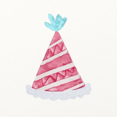 Red party hat illustration in watercolor | free image by rawpixel.com / Tang Birthday Party Illustration Art, Birthday Hat Illustration, Birthday Hat Drawing, Party Hat Illustration, Birthday Hat Png, Bday Hat, Illustration Birthday, Hat Illustration, Watercolor Party