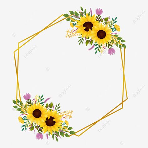 Sunflower Frame, Bouquet Frame, Hand Drawn Sunflower, Imprimibles Paw Patrol, Drawn Sunflower, Bouquet Sunflower, Gold Circle Frames, Frame Flower, Sunflowers Background