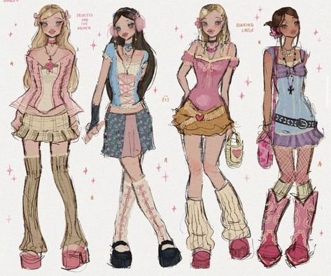 00s Mode, Y2k Art, Princess And The Pauper, Design Moda, Swag Art, Pretty Drawings, Girl Sketch, Beautiful Drawings, Cute Art Styles