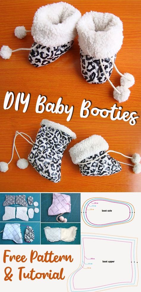 DIY Baby Booties Free Pattern Baby Boots Pattern, Baby Moccasin Pattern, Baby Shoes Diy Pattern, Baby Doll Shoes, Shoe Patterns, Baby Bootees, Baby Booties Free Pattern, Doll Shoe Patterns, Baby Shoes Diy