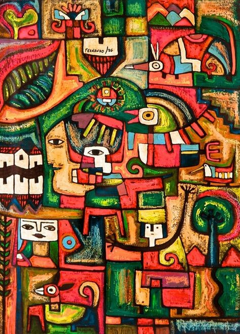 'Eternal Happiness' by Fernando Llort (El Salvador) El Salvador Art, El Salvador Culture, Latin American Art, Culture Art, Art Lessons, Art Wallpaper, Folk Art, Illustration Design, Pop Art