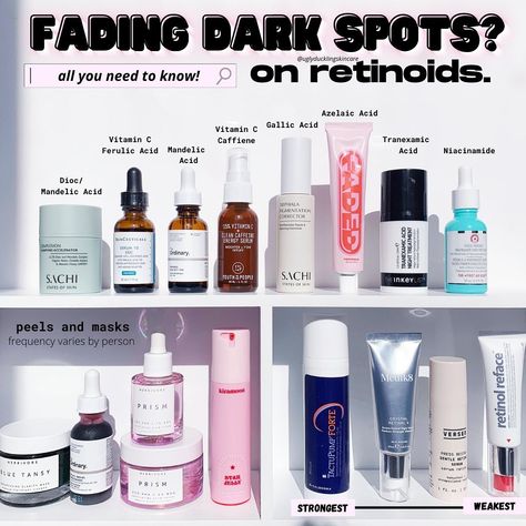 💫not another skincare blog. on Instagram: “🔎🌈FADING DARK SPOTS ON RETINOIDS - MY TOP PICKS (swipe and save for later)🌈🔎 One of the most common questions I've been getting is "can I…” How To Fade Dark Spots On Face, Faded Skincare, Skincare For Dark Spots, Skin Breaking Out, How To Fade, Dark Spots On Face, Dry Skin On Face, Natural Face Skin Care, Dry Skin Remedies