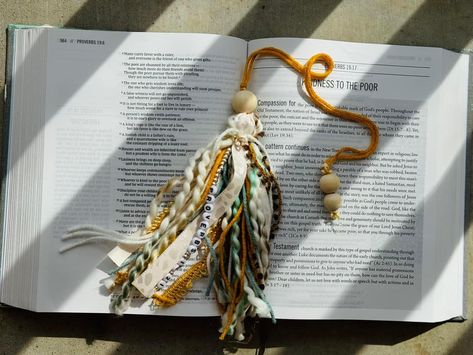 These Bible tassels are made to order just for you! Give me a verse or word and any color scheme and I'll make the perfect addition to your Bible or book. Bible Tassel, Homemade Books, Bookmark Craft, Christian Crafts, Book Markers, Diy Projects To Try, Book Accessories, Color Scheme, Music Book