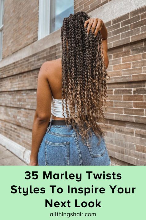 Searching for marley twist styles? Look no further!  #naturalhair #naturalhairinspo #marleyhair Marley Twists With Highlights, Hairstyles Using Marley Hair, Hairstyles With Marley Braid Hair, Marley Hair Braids, Marley Braid Hairstyles, Bohemian Marley Twists, Marley Braids Hairstyles, Marley Braids Twist, Style Marley Twists