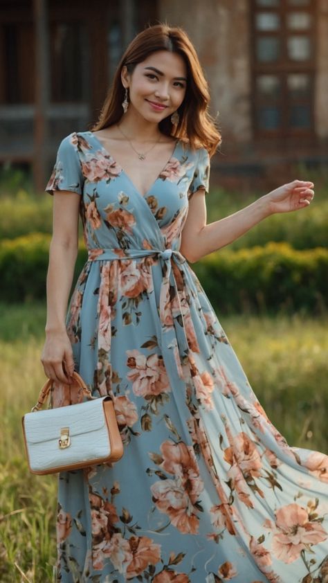 Floral Flowy Dress Long, Floral Dress Ideas, Floral Flowy Dress, Flowy Sundress, Maxi Floral Dress, Flowy Dress Long, Dresses For Summer, Sundress Casual, Flowy Floral Dress