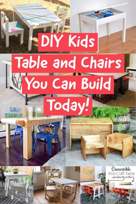 DIY kids table and chair set ideas that you can easily build no matter your skill level! Perfect student desk for study or home school! #anikasdiylife Diy Kids Table And Chairs, Kids Table With Storage, Diy Kids Art Table, Kids Table And Chair Sets, Desk For Study, Wooden Kids Table, Diy Scrap Wood Projects, Preschool Tables, Kids Art Table