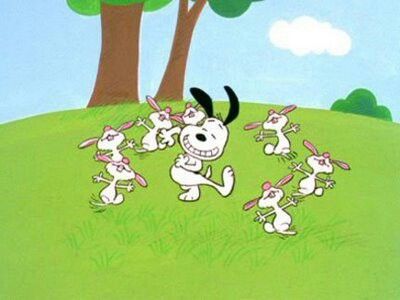 Spring snoopy dance with bunnies Charlie Brown Easter, Easter Beagle, Snoopy Easter, Snoopy Dance, Peanut Gallery, Peanut Gang, Easter Cartoons, Bunny Dance, Snoopy Images