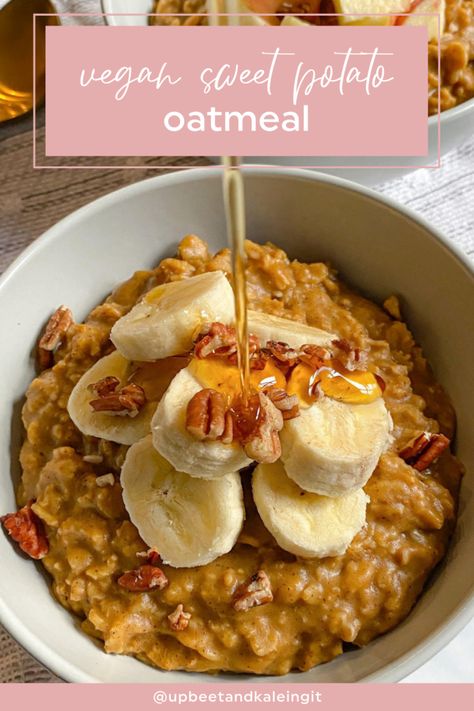 Sweet Potato Oatmeal, Vegan Pumpkin Pasta, Pumpkin Pasta Sauce, Canning Sweet Potatoes, Pumpkin Pasta, Sweet Potato Breakfast, Vegan Pumpkin, Oatmeal Recipes, Sweet Potato Recipes