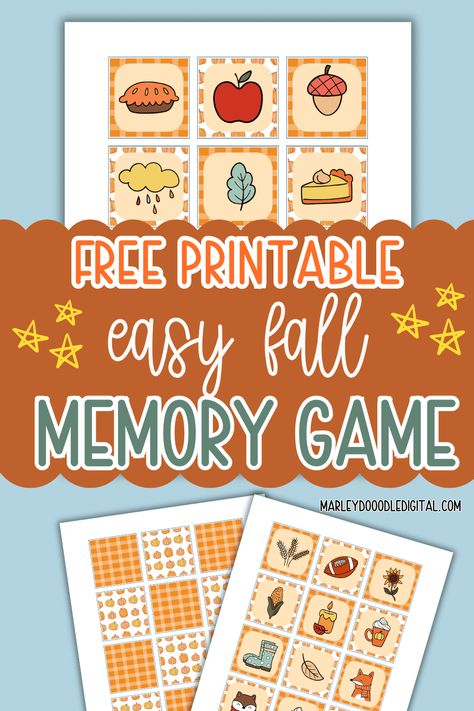 Keep the kids entertained this autumn with a fun, free fall memory matching game! With 24 colorful cards, this printable game is perfect for classrooms, fall parties, or a cozy day at home. Download now for a fun and educational activity that everyone will enjoy! Memory Game Cards Free Printables, Autumn Games For Kids, Fall Memory Game, Free School Printables, Disney Pumpkin Painting, Autumn Pictures, Fall Paper Crafts, Free Fall Printables, Fall Parties