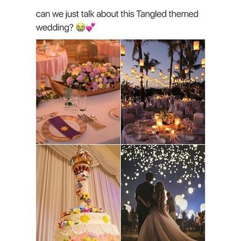 Tangled Wedding Theme, Tangled Themed Wedding, Rapunzel Wedding, Tangled Wedding, Fest Temaer, Tema Disney, Disney Wedding Theme, Have Inspiration, Future Wedding Plans