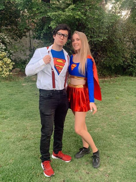 INSANE Couples Halloween Costumes You'll LOVE This Year! Men Superhero Costumes, Super Woman And Superman Costume, Couples Costumes Superhero, Superman Wonder Woman Couple Costume, Superhero Halloween Costumes For Couples, Superman And Superwoman Costumes, Super Man And Wonder Woman Costumes, Avengers Couple Costume, Superman Couple Costume