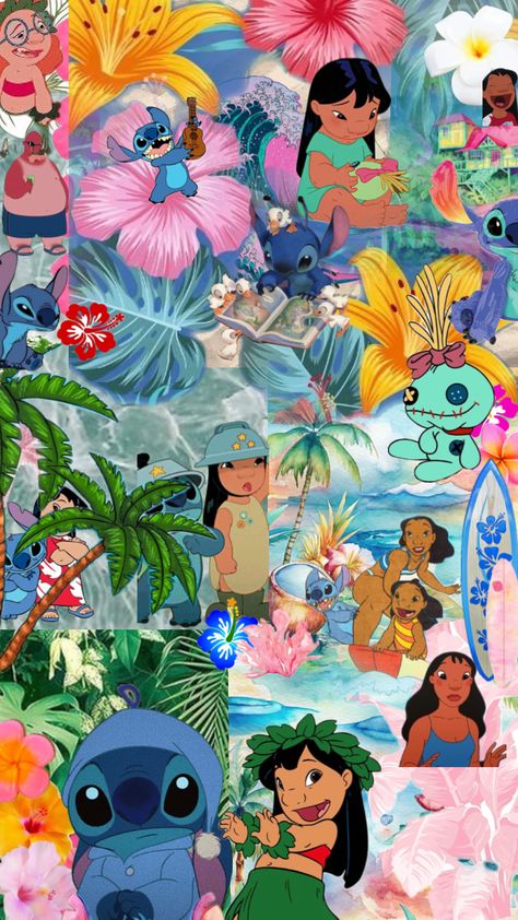 I live stich💙#stich#lilo#liloand stich #summer Lilo And Stitch, Cute Wallpapers, Phone Wallpaper, Collage, Disney