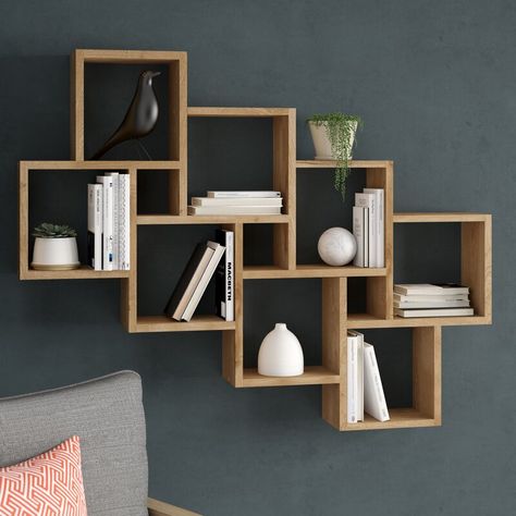 Cube Shelving Ideas, Diy Furniture Polish, Cube Shelf, Creative Bookshelves, Beautiful Bookshelf, Modern Wall Shelf, Wall Shelf Decor, Cube Shelves, Wall Shelves Design