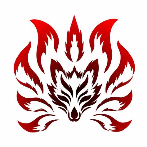 Nine Tailed Fox Art Tattoo, Nine Tailed Fox Tattoo, Nine Tailed Fox Art, Fox Symbol, Jersey Background, Fox Logo Design, Spirit Tattoo, Rune Symbols, Nine Tailed Fox