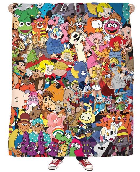 80's Cartoon Collage Fleece Blanket  10% OFF CODE - TATTOOED1  CLICK THE LINK IN THE BIO TO GET YOURS TODAY! Saturday Morning Cartoons 80s, Cartoon Collage, Collage Tattoo, 80s Pop Culture, Cartoons 80s 90s, Cartoon Dogs, 1980s Childhood, Morning Cartoon, Jem And The Holograms