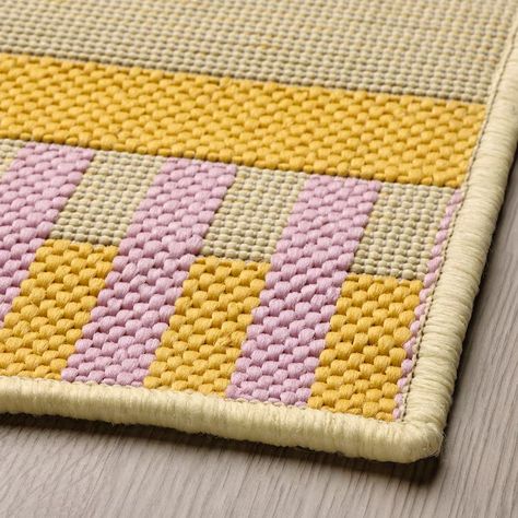 KORSNING Rug flatwoven, in/outdoor, yellow/pink/stripe, 6'7"x9'10" - IKEA Ikea Outdoor, Ikea Ireland, Wet Spot, Professional Carpet Cleaning, Outdoor Carpet, Yellow Rug, How To Clean Carpet, Pink Stripes, Playful Design