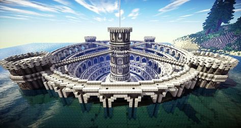 Water Coliseum - Imgur Minecraft Epic Builds, Minecraft Bases, Minecraft Underwater, Mega Base, Minecraft Building Guide, Rumah Minecraft Sederhana, Minecraft Structures, Minecraft Castle, Minecraft Server