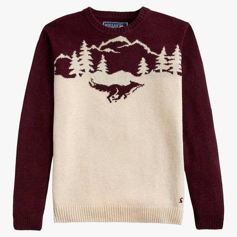 Best Christmas jumpers for men: Joules Christmas Fox Jumper Jumper Outfit Men, Stranded Knitting Patterns, Colorwork Knitting Patterns, Creative Knitting, Knitting Machine Patterns, Colorwork Knitting, Funny Christmas Sweaters, Christmas Sweater Men, Knitting Charts