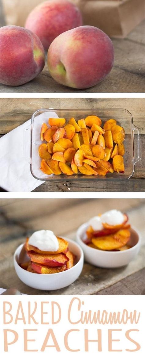 Healthy Peach Dessert, Cinnamon Peaches, Dessert Peaches, Smart Sweets, Fruits Recipes, Fruit Sweets, Healthier Snacks, Peach Recipes, Cinnamon Honey