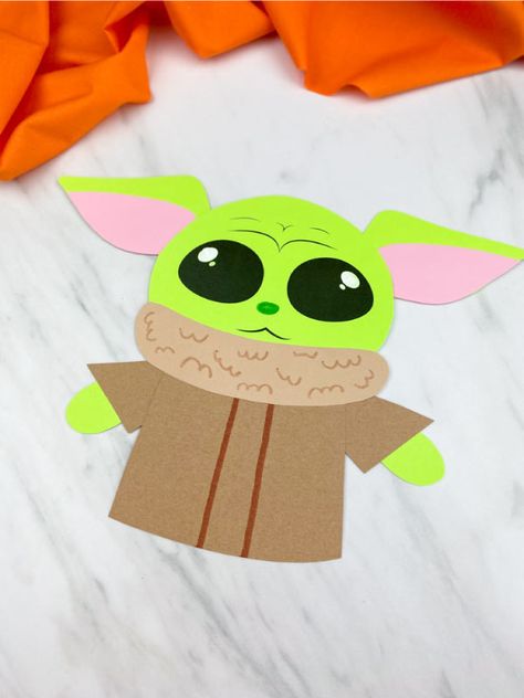 Yoda Craft, Paper Bag Puppet Craft, Yoda Card, Puppet Template, Bag Puppet, Printable Craft Templates, Easy Preschool Crafts, Puppet Craft, Star Wars Crafts