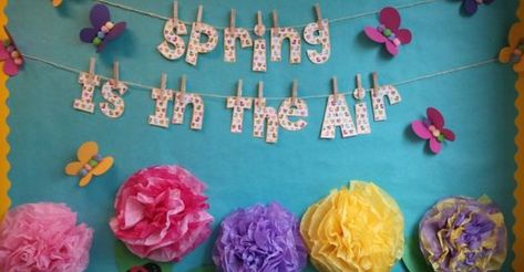 Spring Classroom Decorations, April Bulletin Boards, March Bulletin Board, Spring Bulletin, Spring Bulletin Boards, Spring Classroom, Preschool Bulletin, Library Bulletin Boards, Spring School