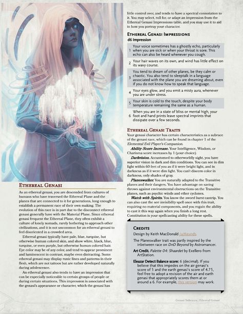 Homebrew Races 5e, Dnd Genasi, Genasi Dnd, Homebrew Races, 5e Races, Dungeons And Dragons Races, D D Races, Dnd Stories, Dnd Campaign