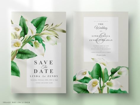 Hand painted cala lily wedding invitatio... | Premium Vector #Freepik #vector #calla #calla-lily #lily-flower #lily Lily Wedding Invitations, Lily Wedding, Vector Hand, Lily Flower, Calla Lily, Wedding Saving, Vector Photo, Wedding Theme, Wedding Invitation Templates