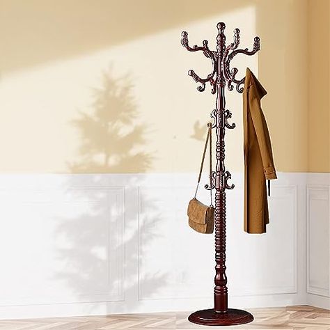 Wooden Hat Rack, Old Coat Rack, Wooden Coat Rack Stand, Victorian Detective, Coat Rack Ideas, Victorian Hall, Entrance Office, Coat Rack Stand, Wooden Coat Hangers