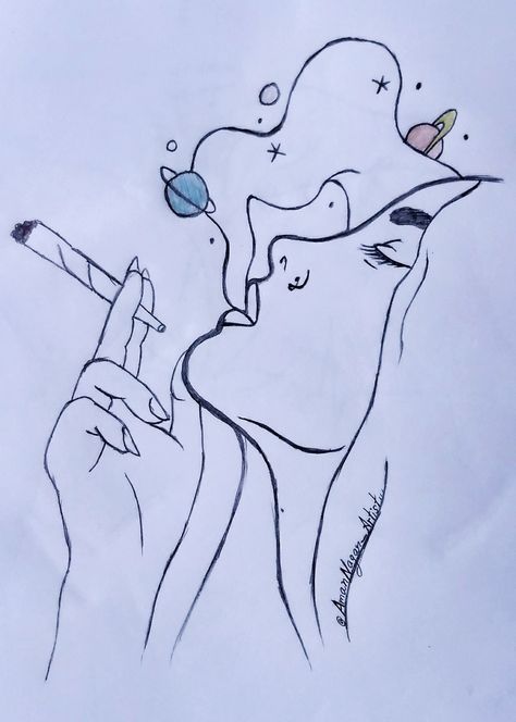 Smoker Drawings Aesthetic, Smoker Paint Ideas, Drawing Ideas Easy For Stoners, Smoker Drawings, Drawing Face Sketch, Bong Drawing, Weeds Drawing Sketches, Cartoon Tattoo Ideas, Sketch Model