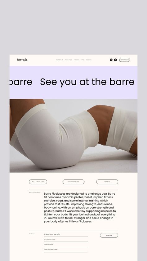 Website design and development for pilates studio. Yoga Website Inspiration, Pilates Studio Website, Pilates Website Design, Barre Definition, Pilates Website, Pilates Branding, Pilates Business, Yoga Website, Boho Website