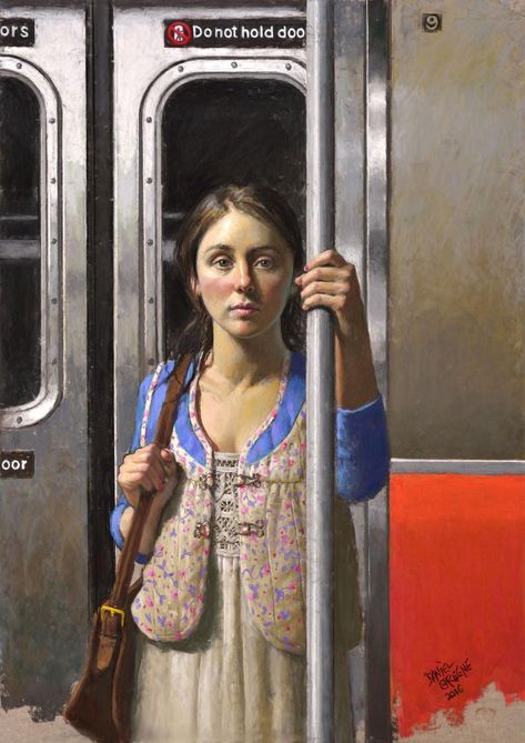 Daniel E. GREENE ✿ | Catherine La Rose ~ The Poet of Painting Nyc Subway, 수채화 그림, Wow Art, A Level Art, Art Academy, Ap Art, Realism Art, Portrait Artist, Figure Painting