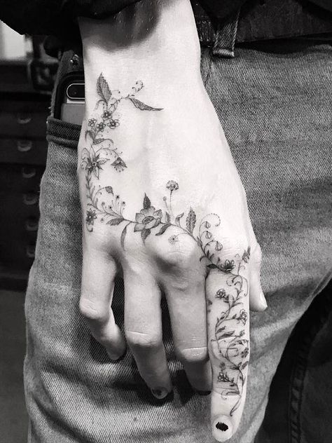 Blooming Fingers Mustache Tattoo On Finger, Elephant Finger Tattoo, Herren Hand Tattoos, Tiny Finger Tattoos, La Tattoo, Finger Tattoo For Women, Hand And Finger Tattoos, Wild Tattoo, Best Tattoos For Women