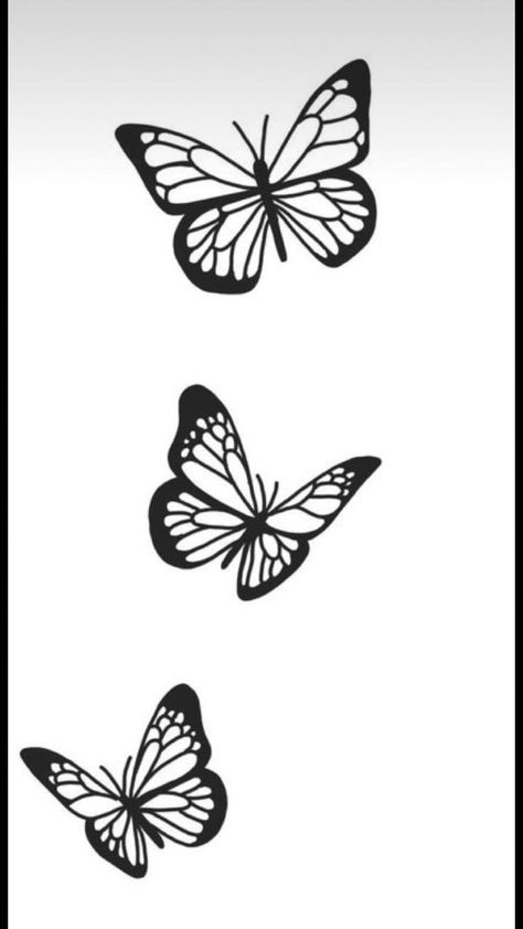 Beginner Butterfly Tattoo, Small Butterfly Tattoo Sketch, Three Butterflies Tattoo Arm, Small Butterfly Tattoo Stencil Outline, Flash Tattoo Butterfly, Easy Butterfly Tattoo, Two Butterflies Tattoo Stencil, Simple Buterfluffy Tattoo, Butterfly Tattoo Stencil Design