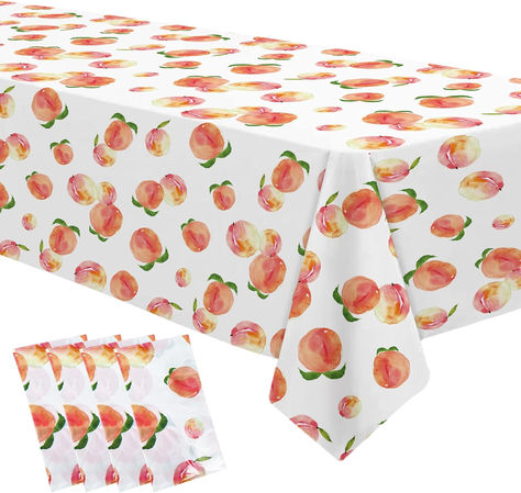 Peach Decorations Party Tablecloth - Disposable Fruit Theme One Sweet Peach Birthday Decorations Tablecover, Sweet As A Peach Baby Shower Supplies Table Cloth - 4 Pcs(54in x 108in) #ad #sweetasapeach #onesweetpeach #peaches #peachparty #peachthemedparty #firstbirthdayparty #babyshower #partysupplies #onesweetpeachparty #sweetasapeachdecor One Sweet Peach Birthday Decorations, One Sweet Peach Centerpieces, Peach Themed Birthday Party Food, Peach Birthday Decorations, Peach Baby Shower Theme, Peach Birthday Party Decorations, Sweet Peach Baby Shower Theme, Peach Table Cloth, Peach Themed Baby Shower Food Ideas