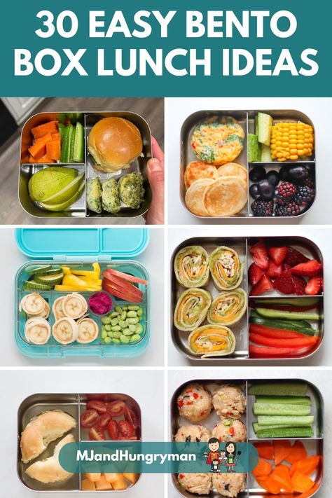 Bento box lunches are an easy way to pack a variety of healthy foods for preschool, kindergarten and beyond! Vegetarian Bento Box Lunch, Bento Lunch Ideas For Kids, Healthy Bento Box Lunches, Kindergarten Lunch Ideas, Bento Box Lunch For Adults, Kids Lunch Box Ideas, Lunch Box Ideas For Kids, Bento Box Lunch Ideas, Box Lunch Ideas