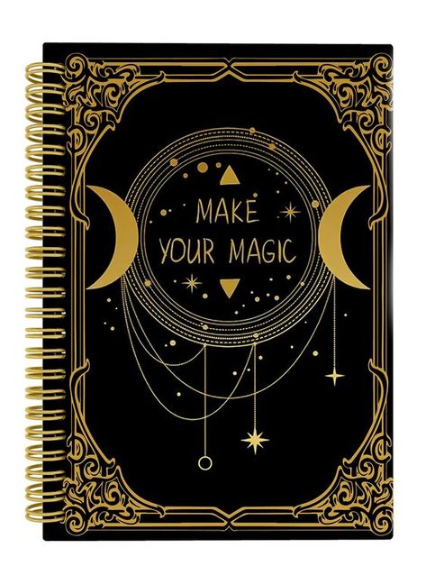 PRICES MAY VARY. 1.Perfect Size: The size of the notebook is 5.5×8.3 inches, with 82 sheets /164pages (80 sheets of horizontal line paper, 2 blank sheets in front and back) and the weighs about 300 grams. There is enough space to record items, notes and reminders. High Quality: The spiral binding keeps the notebook securely together and allows for effortless page-turning. The hard cover allows you to place your notebook in a concave and convex place to keep the writing complete and smooth. The i Grimoire Journal, Witch Journal, Tarot Journal, Gothic Books, Moon Journal, Witch Spell Book, Witch Spell, Spiral Binding, Spell Book