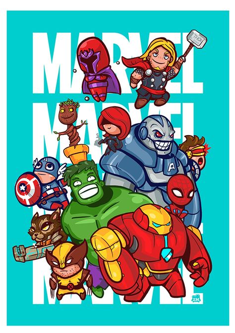 Posters: Marvel Tribute Marvel Tribute, Happy Birthday Doodles, Cartoon Tshirt, Avengers Cartoon, Birthday Doodle, Baby Superhero, Spaider Man, Tees Design, Marvel Kids