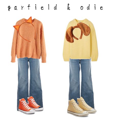 Garfield Outfit Ideas, Garfield And Odie Costume, Garfield Inspired Outfit, Garfield Cosplay, Odie Costume, Garfield Outfit, Garfield Costume, Garfield Odie, Duo Costumes