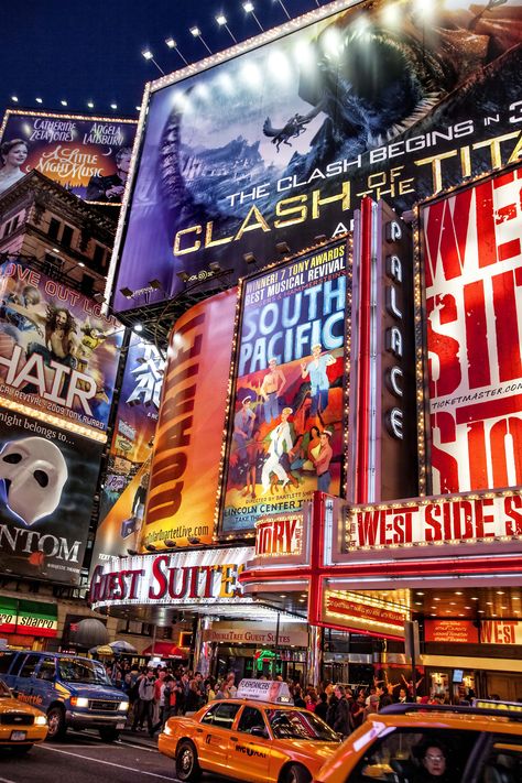 "Times Square is a major commercial intersection, tourist destination, entertainment center, and neighborhood in the Midtown Manhattan section of New York City, at the junction of Broadway and Seventh Avenue. Brightly lit by numerous billboards and advertisements, it stretches from West 42nd to West 47th Streets and is sometimes referred to as \"the Crossroads of the World\".  This image was taken just as it got dark and the crowds were swelling in the streets. The signs are vibrant and interest Retro New York, Times Square Wallpaper, New York Times Square, New York City Times Square, New York Wallpaper Time Square, Time Square New York Photography, New York City Broadway, New York Times Square At Night, New York Broadway