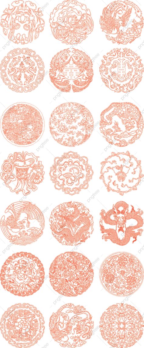 Chinese Pattern Design, Chinese Dragon Pattern, Chinese Frame, Chinese Traditional Art, Phoenix Pattern, Chinese Ornament, Ornamental Pattern, Chinese Flower, Chinese Element