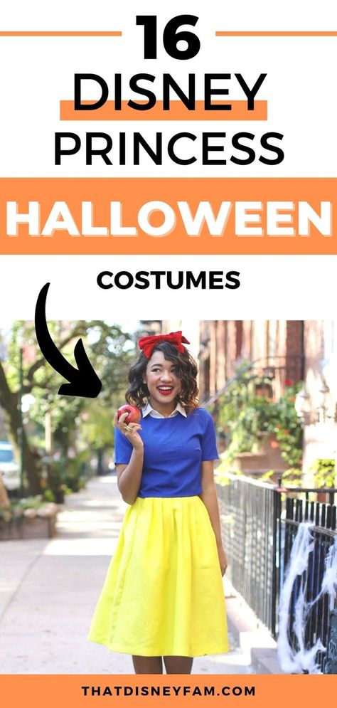 woman standing on sidewalk Appropriate Costumes, Disney Halloween Costumes Diy, Disney Princess Adult Costume, Diy Disney Princess Costume, Work Appropriate Costumes, Easy Disney Costumes, Best Disney Princess, Disney Costume Ideas, Disney Costumes For Women