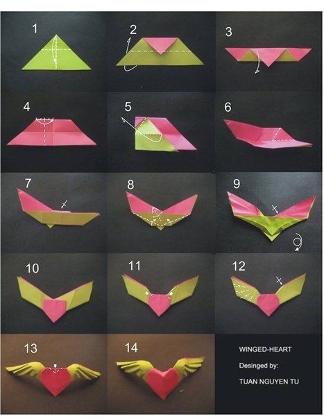 Okřídlené srdce  DIY Origami Paper Winged Heart | www.FabArtDIY.com LIKE Us on Facebook ==> https://www.facebook.com/FabArtDIY Hart Origami, Heart Diy Crafts, Origami Heart With Wings, Origami Hearts, Diy Wings, Paper Wings, Winged Heart, Origami For Beginners, Cute Origami