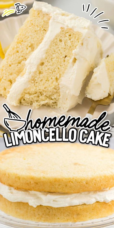 Limoncello Cake Limoncello Cake Italian, Lemon Vanilla Cake, Vanilla Lemon Cake, Italian Lemon Cake Recipe, Limoncello Mascarpone Cake, Limoncello Cake Recipe Easy, Limoncello Recipe Desserts, Limoncello Dessert Recipes, Italian Lemon Cream Cake